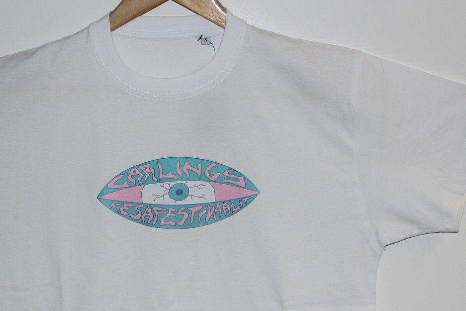 Luonnonvalkoinen puuvillakassi Carlings Kesäfestivaalit -merkkauksella