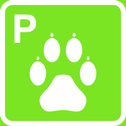 Lime-valkoinen koiraparkki -kyltti