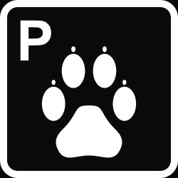 Musta-valkoinen koiraparkki -kyltti