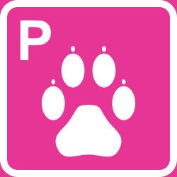 Pinkki-valkoinen koiraparkki -kyltti