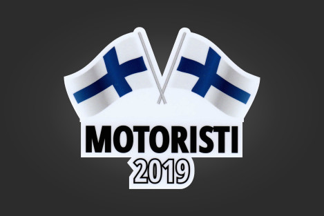 Motoristi 2019 kahdella ristikkäin olevalla suomenlipulla