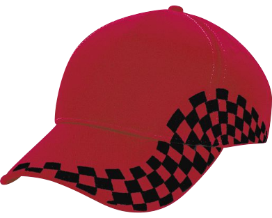 Punainen lippis mustalla Grand Prix -kuviolla