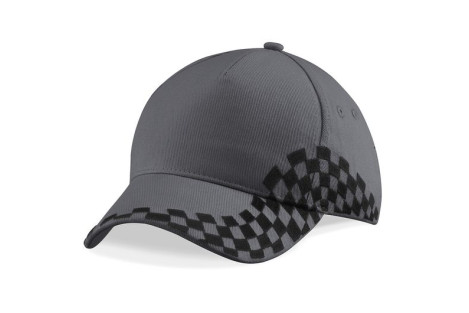 Harmaa-musta Grand Prix -lippis ruutulippusomisteella