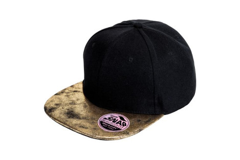 Musta lippis kultaisella suoralla lipalla