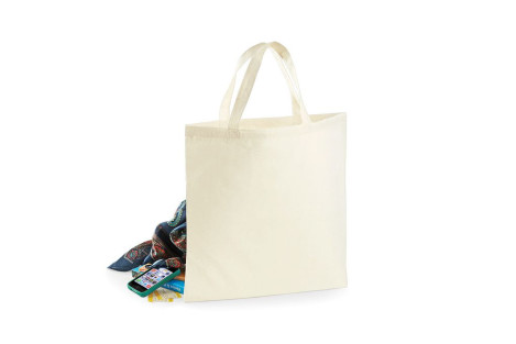 Luonnonvalkoinen puuvillakassi lyhyillä kahvoilla