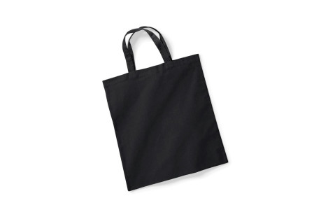 Musta puuvillakassi lyhyillä kahvoilla