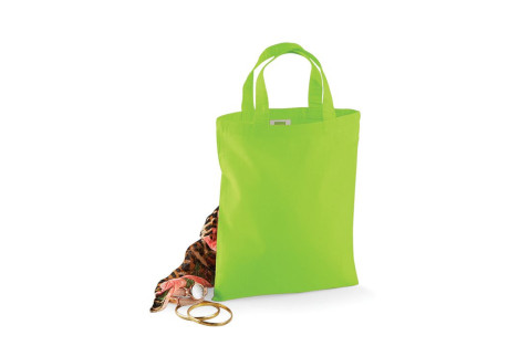 Limenvihreä puuvillakassi lyhyillä kahvoilla