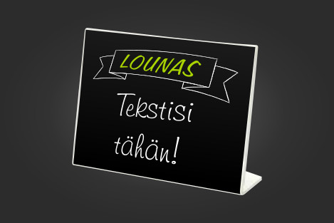 Liitutaulupintainen A4 kokoinen L-teline omalla kuvalla